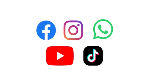 Logo-Icons-Übersicht für Facebook, Instagram, Youtube und TikTok